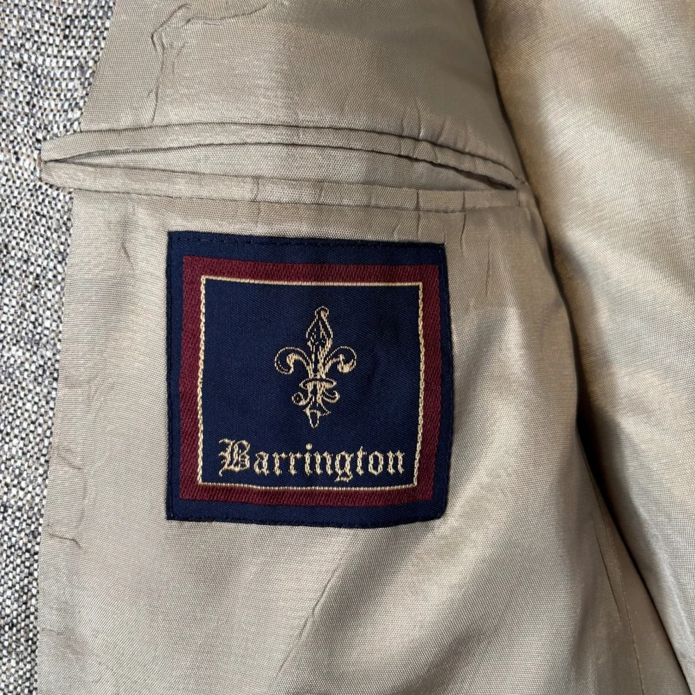 Barrington Men's 42S Blazer Tan Brown Silk Tweed 2‎ Button Sport Coat 42 Vintage